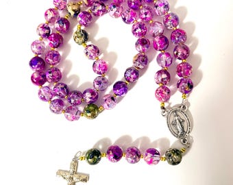 Custom Rosary Made From Wedding or Funeral Flowers | Memorial Flower Rosary | Catholic Keepsake Gift