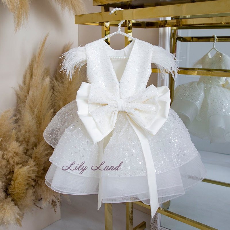 Girls Birthday Party Dress Children White Sequin Princess Dress main image 0