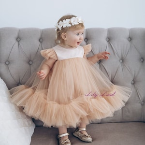 Pronto per la spedizione - taglia 9-12 - Abito corto e gonfio per feste di compleanno per neonati, abito da ballo in tulle per concorsi, abito da damigella in tulle per bambine, abito per occasioni speciali