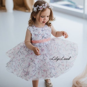 White Floral Birthday Party Dresses, Baby Flower Girl Dress, Tutu Puffy Dress, Wedding Guest Junior Bridesmaid Dress, Smash Cake Photoshoot