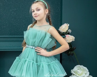Olive Baby Tutu Toddler Tulle Dress, Prom Ball Gown, First Birthday Photoshoot, Flower Girl Dress,  Special Occasion, Smash Cake Photo