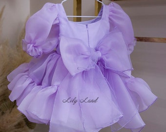 Lavendel ersten Geburtstag Kleid, Blumenmädchen Kleid, Festzug Kleinkind Kleid, Party-Girl Kleid, Abschlussball, Baby Kleid für besondere Anlässe, Tanzkleid