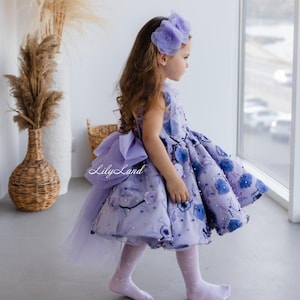 Lavender Floral Birthday Baby Dress, Wedding Guest, Flower Girl Dress, Prom Graduation Gown, Photoshoot Princess Look, Bridesmaid Outfit