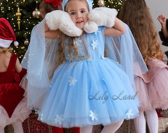 Blue Snowflake Christmas Winter Holiday Special Occasion Dress, Birthday  Party Dress, Tutu Fairytale Princess Pageant Gown, Xmas Photoshoot - Etsy
