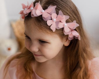 Powder Butterfly Crown, Cute Flower Girl Headband, Birthday Girl Crown, Hair Accessories For Baby, Wedding Bridal Hair Ornament
