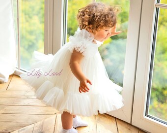 New Baby Toddler Girls Infant White Dress Pageant Birthday Wedding Party Formal 