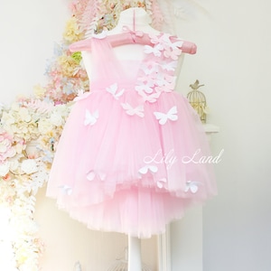 First birthday baby dress, Butterfly style baby birthday dress, flower girl dress with butterflies, birthday girl dress, princess butterfly