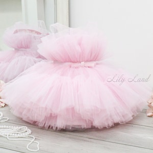 Birthday baby girl dress, short puffy girl dress, flower girl dress, dance girl dress, first birthday dress, princess dress, toddler dress