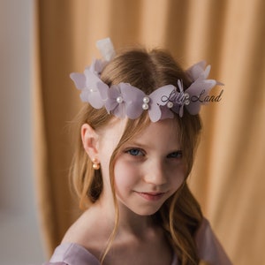 Lavender Butterfly Crown, Cute Flower Girl Headband, Birthday Girl Headband, Hair Accessories For Baby Girl, Wedding Bridal Hair Ornament