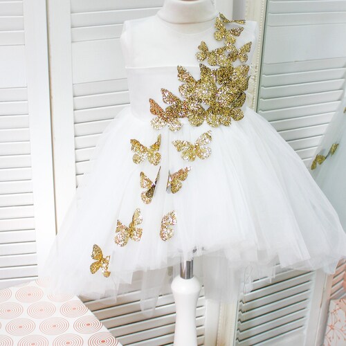 Gold Butterflies Baby Dress First Birthday Butterflies Party Etsy
