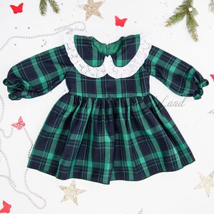 Green Plaid Christmas Dress for Baby Girl Xmas Photoshoot Costume
