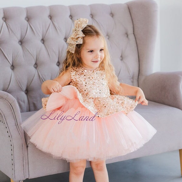 Gold Prom Ball Gown Dress, Toddler Pageant Dress, Birthday Girl Photoshoot, Flower Girl Dress, Tutu Tulle Sparkling Baby Gift, Dance Dress