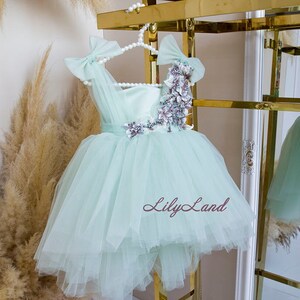 Sage Green Tutu Tulle Pageant Infant Gown, First Birthday Girl Dress, Tulle Flower Girl Dress, Dress For Kids, Newborn Photo Outfit