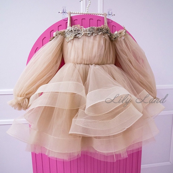 Champagne Flower Girl Dress Etsy