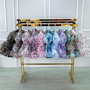 Floral Tutu Puffy Flower Girl Dress, Prom Ball Gown Dresses, Smash Cake Photoshoot, Special Occasion First Birthday Baby Party Dance Apparel