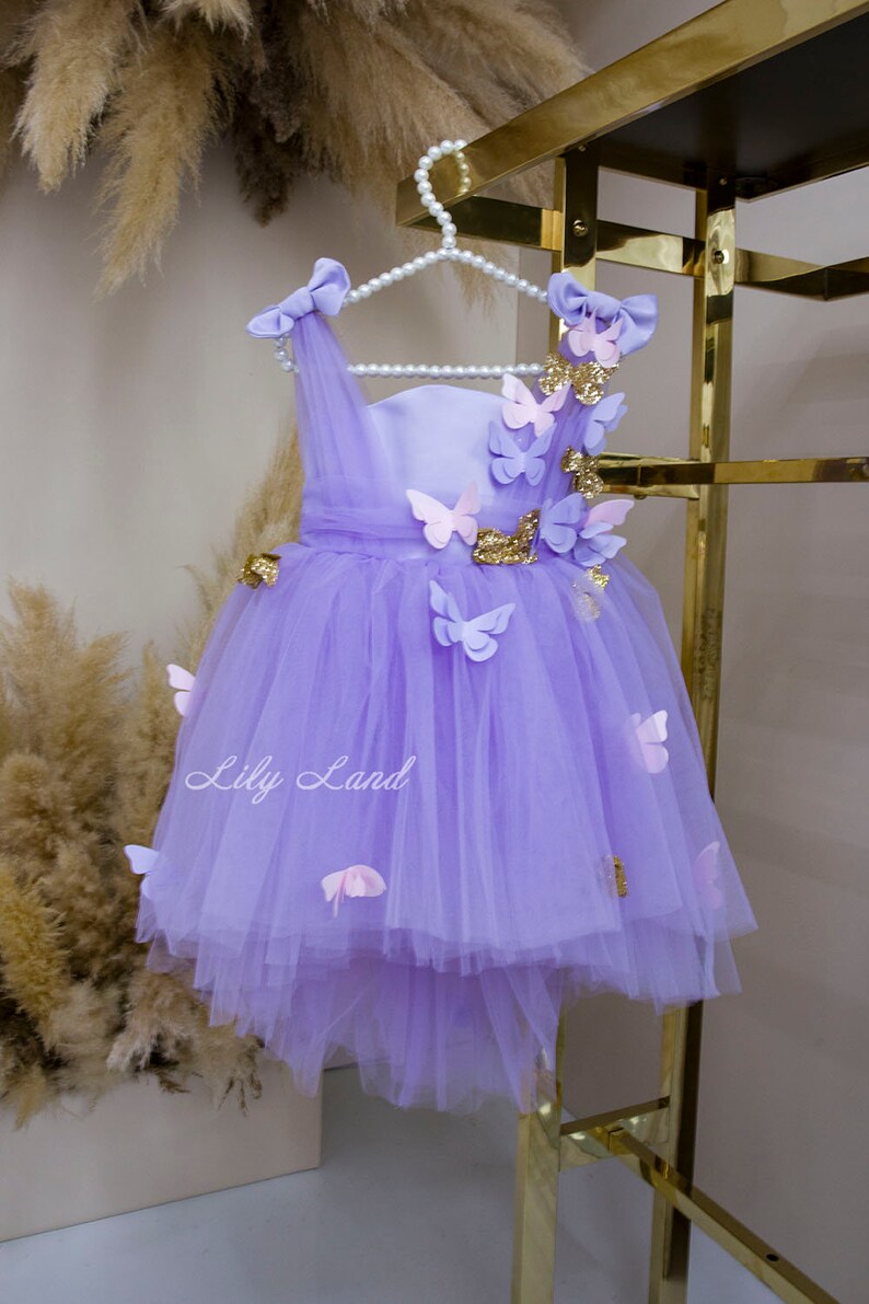Lavender With Gold Butterfly Birthday Dress Flower Girl Etsy