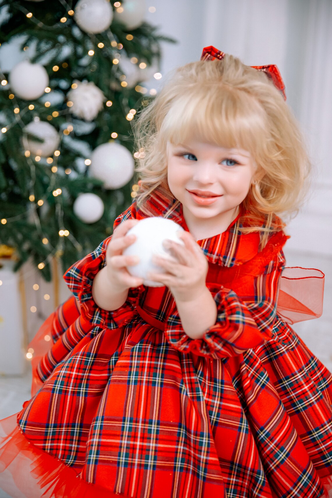 Christmas Red Plaid Dress Baby Girl Christmas Gown Etsy