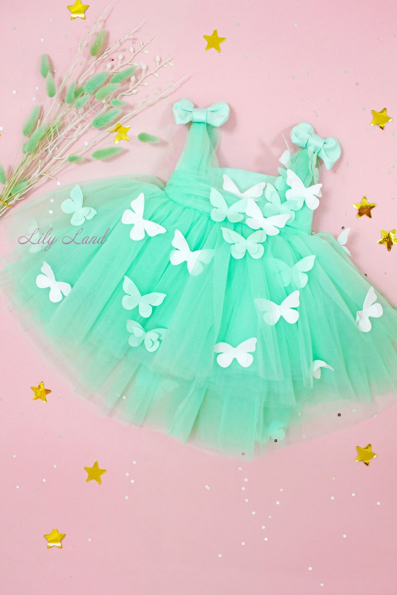 Mint Baby Birthday Dress Butterfly Style Baby Girl Birthday Etsy