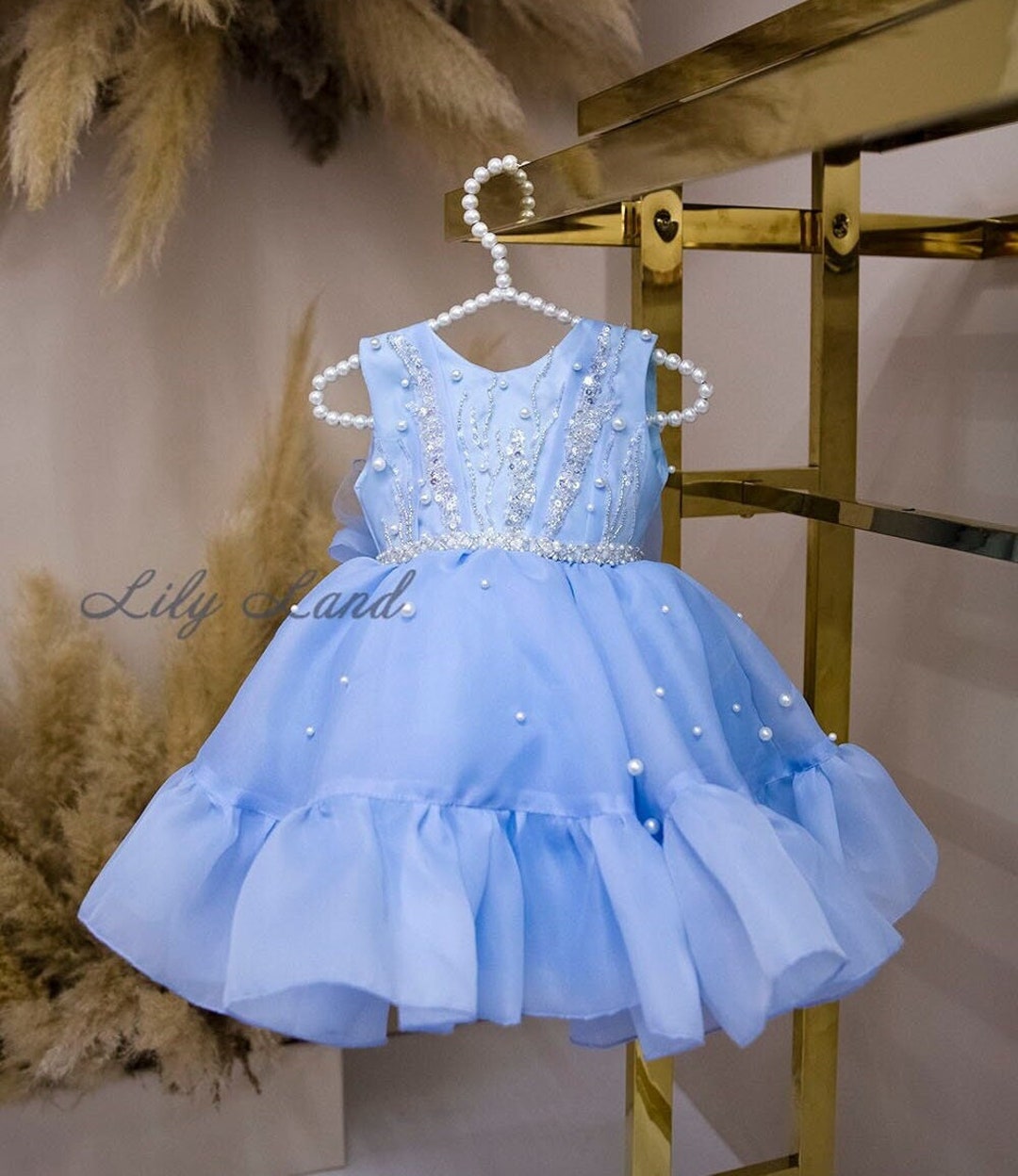 Blue Toddler Birthday Dress Flower Girl Dress Embroidered - Etsy