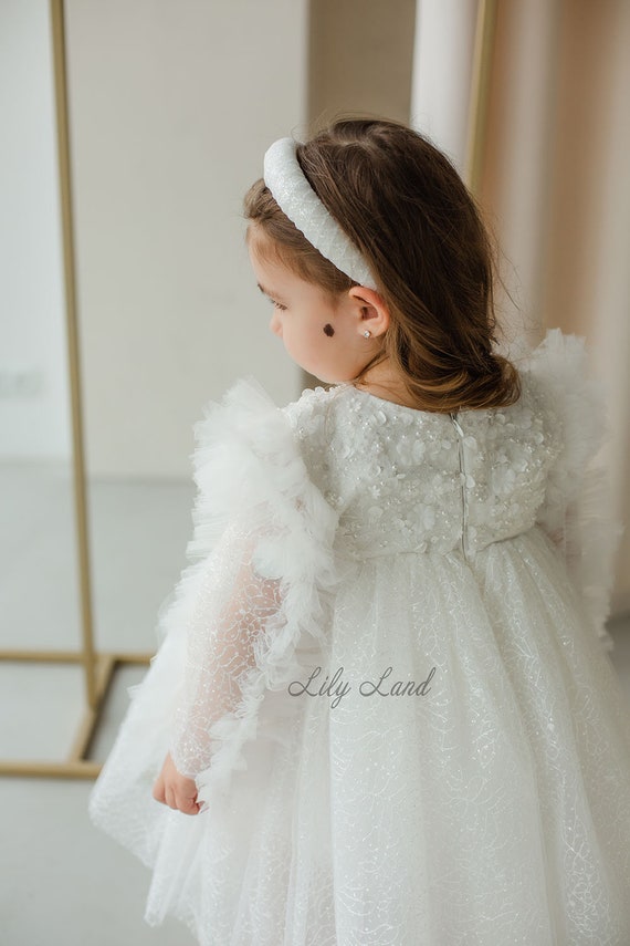 Buy Ivory Birthday Party Dress, Floral Lace, Princess Dress