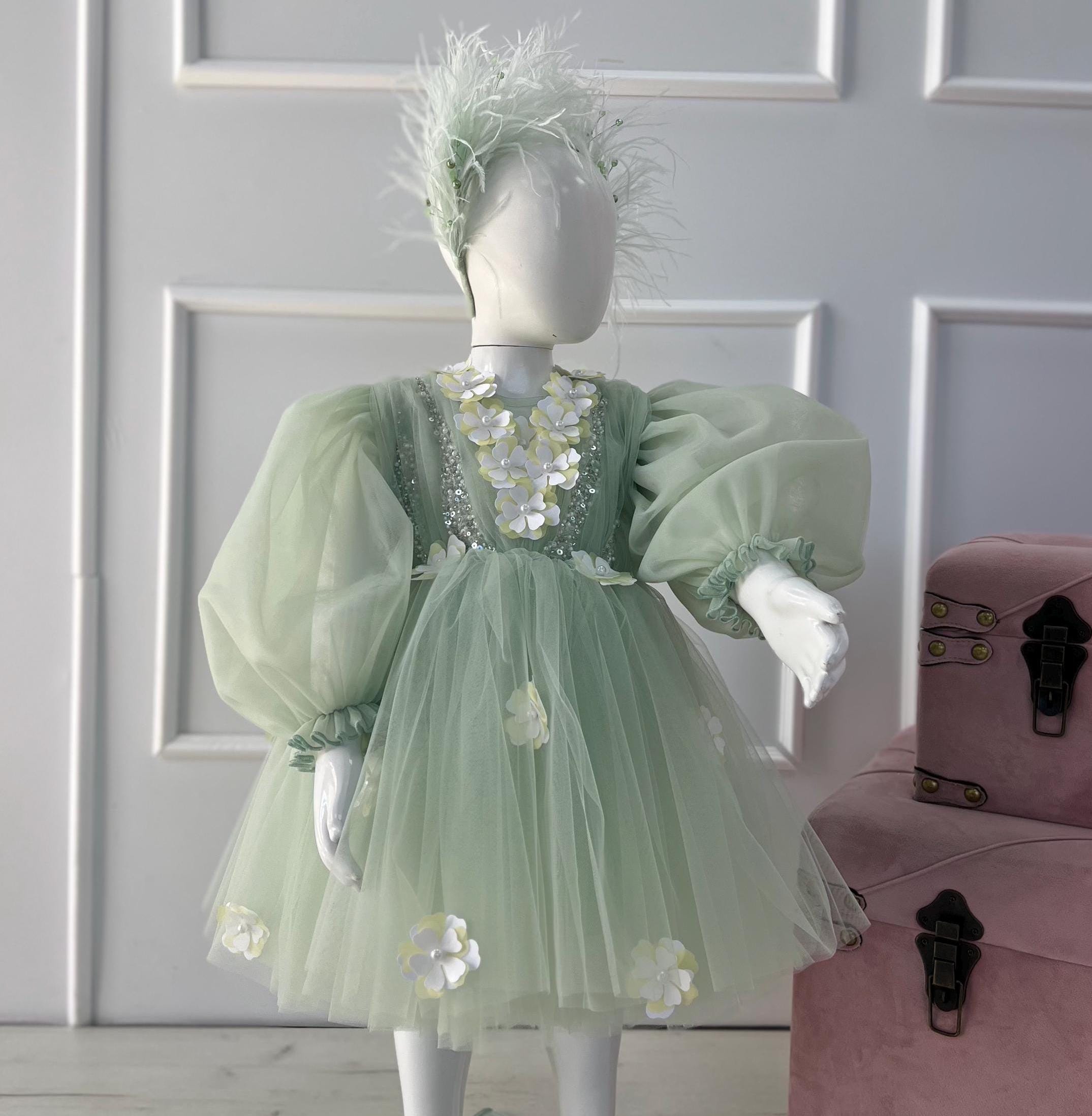 open lace back dress Girl's Super Soft Green Flutter Sleeve Dress  Sugar-N-Spice-Kids-Boutique