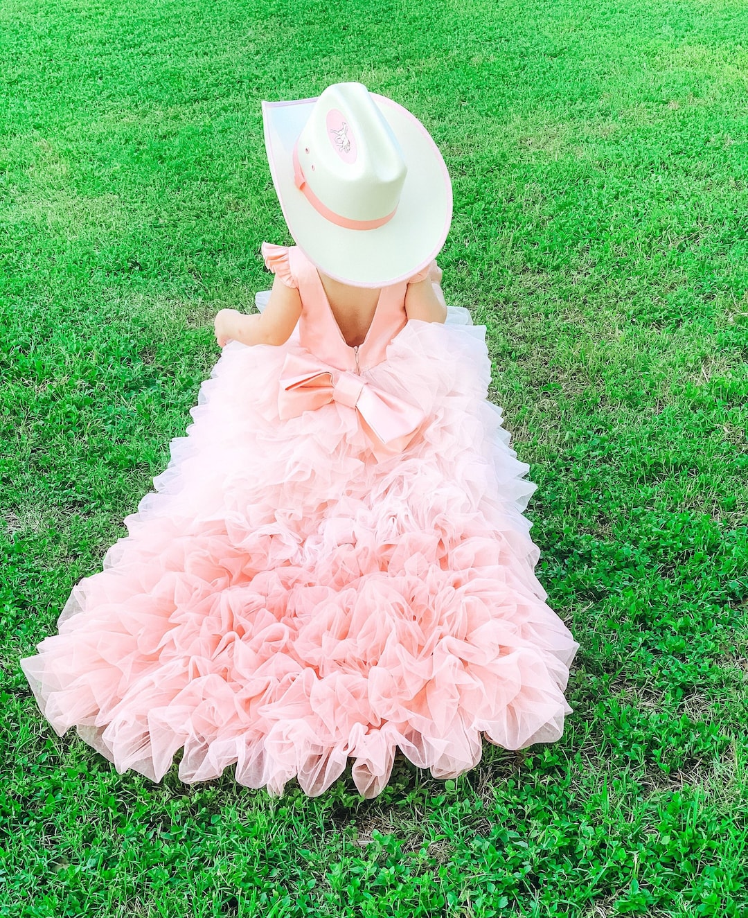 Ready to Ship, Peach Flower Girl Dress, Birthday Baby Girl Dress With