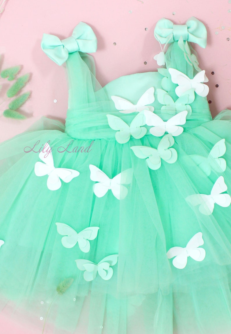 Mint Baby Birthday Dress Butterfly Style Baby Girl Birthday Etsy