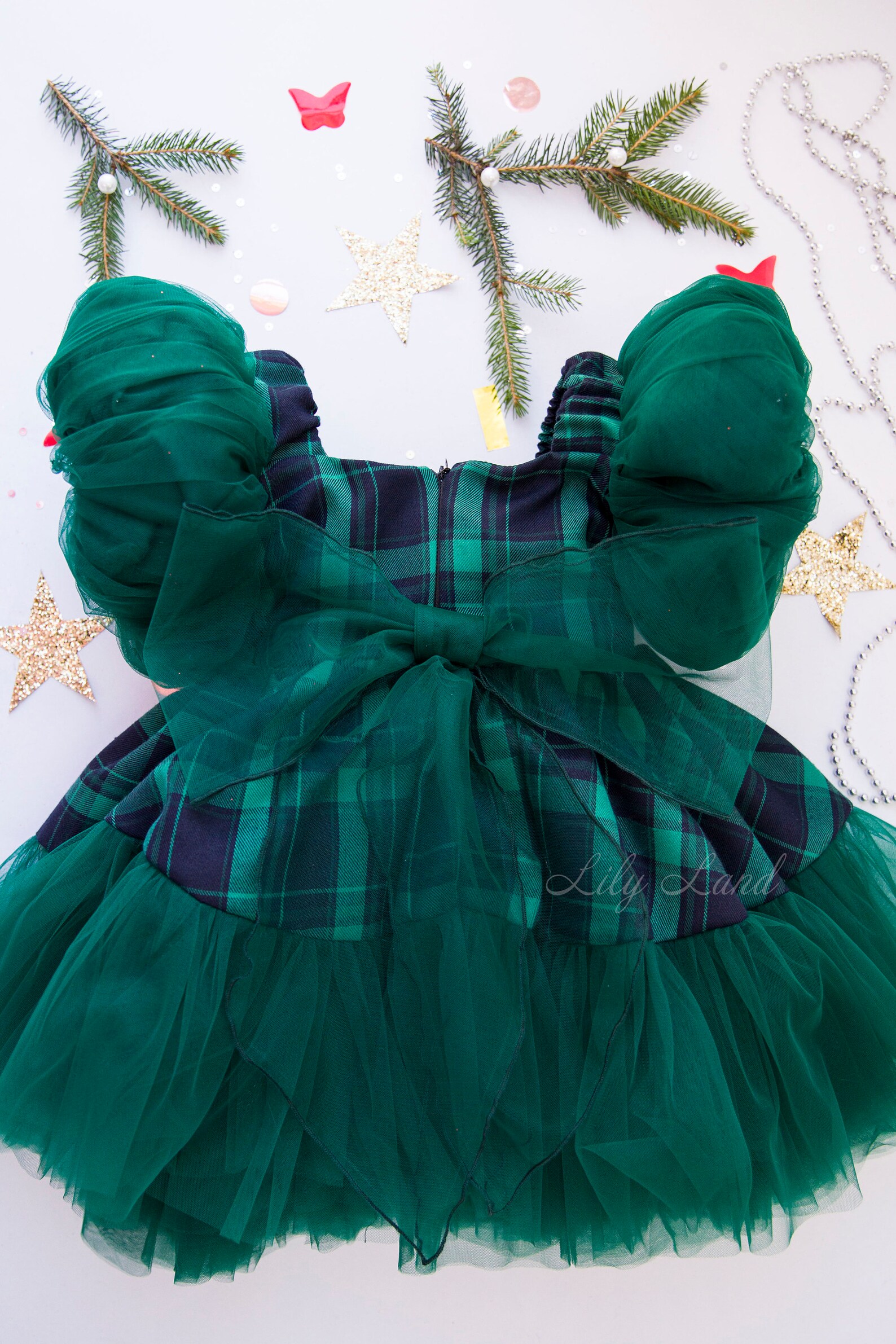 Christmas Baby Girl Dress Green Plaid Christmas Dress Etsy