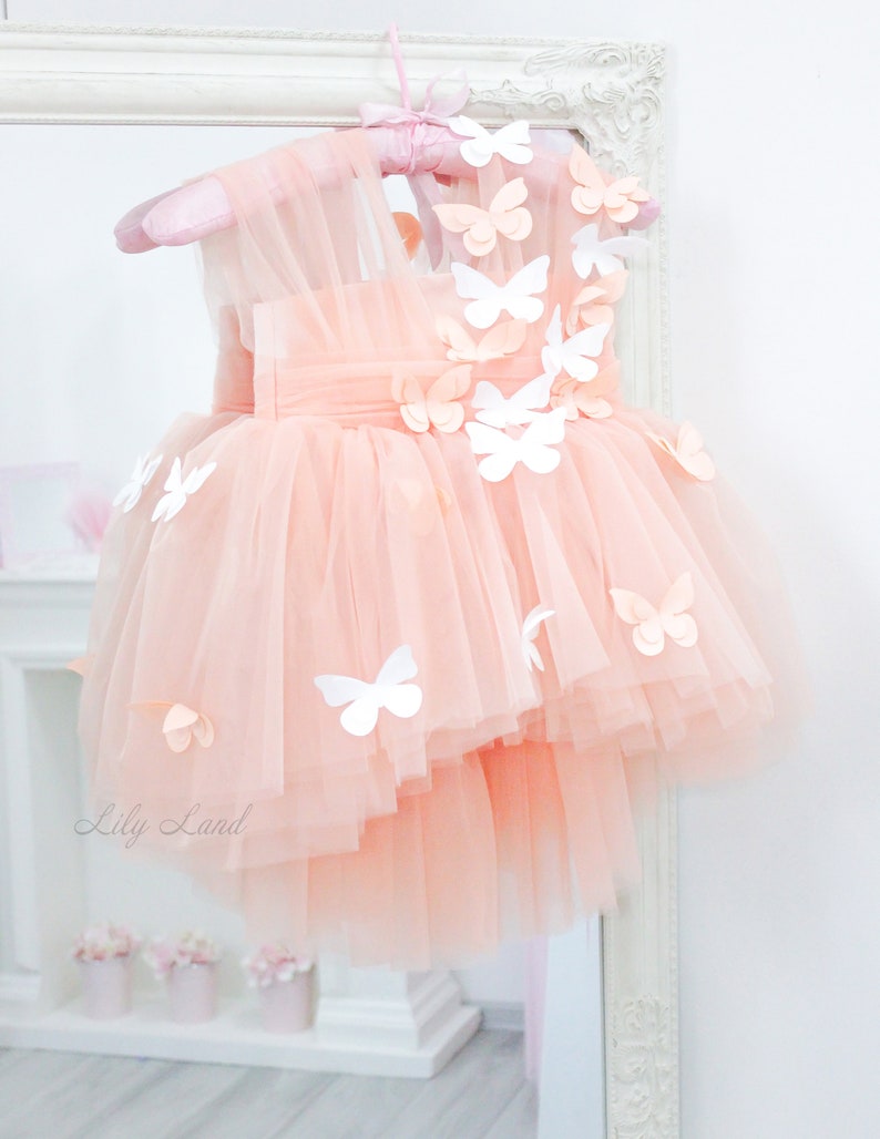 Butterfly style baby birthday dress flower girl dress with butterflies princess butterfly first birthday dress Birthday baby girl dress