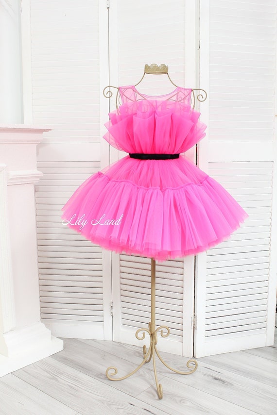 Hot Pink Tulle Dress for Girl Birthday Girl Dress First - Etsy