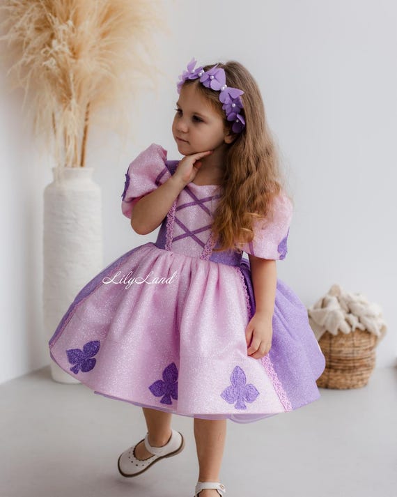 rapunzel christmas dress Princess Costume for Girls Female Sequins Christmas Cosplay Dress 3-9Y