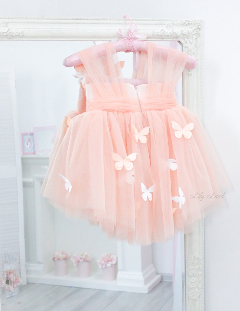 Butterfly style baby birthday dress flower girl dress with butterflies princess butterfly first birthday dress Birthday baby girl dress