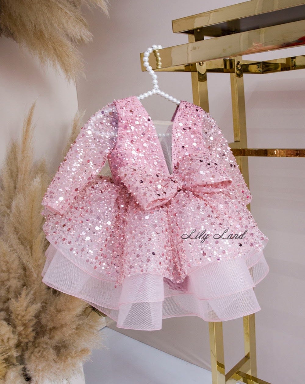 dusty rose glitter dress This tight short homecoming dress features hater neckline and sequins. –  FancyVestido main image 0