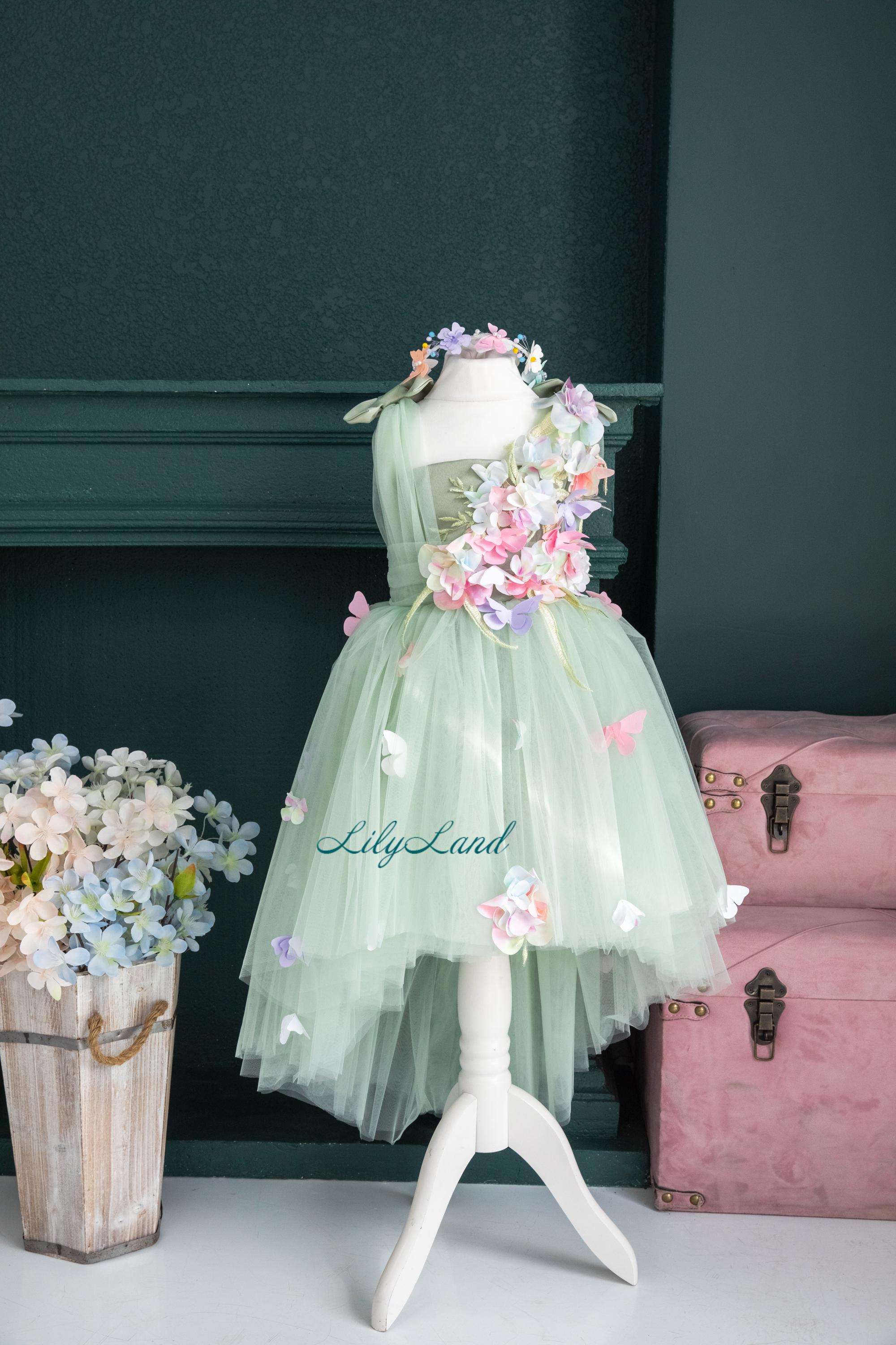 slim fit dress slacks Elegant 3D Flowery Sage Green Tulle Fairy Ball Gown Sage Green / 20