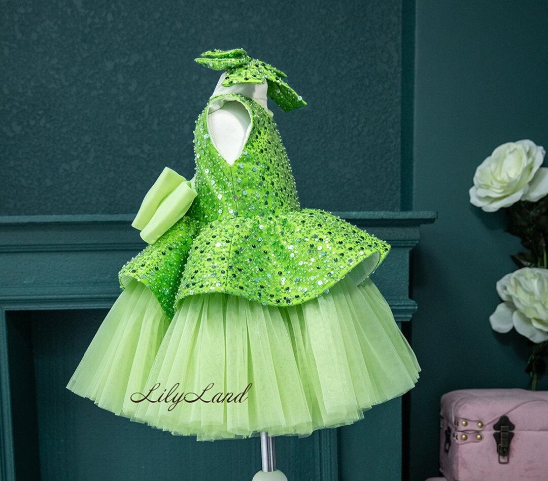 Green Sparkling Special Occasion Gown, Birthday Party Dress