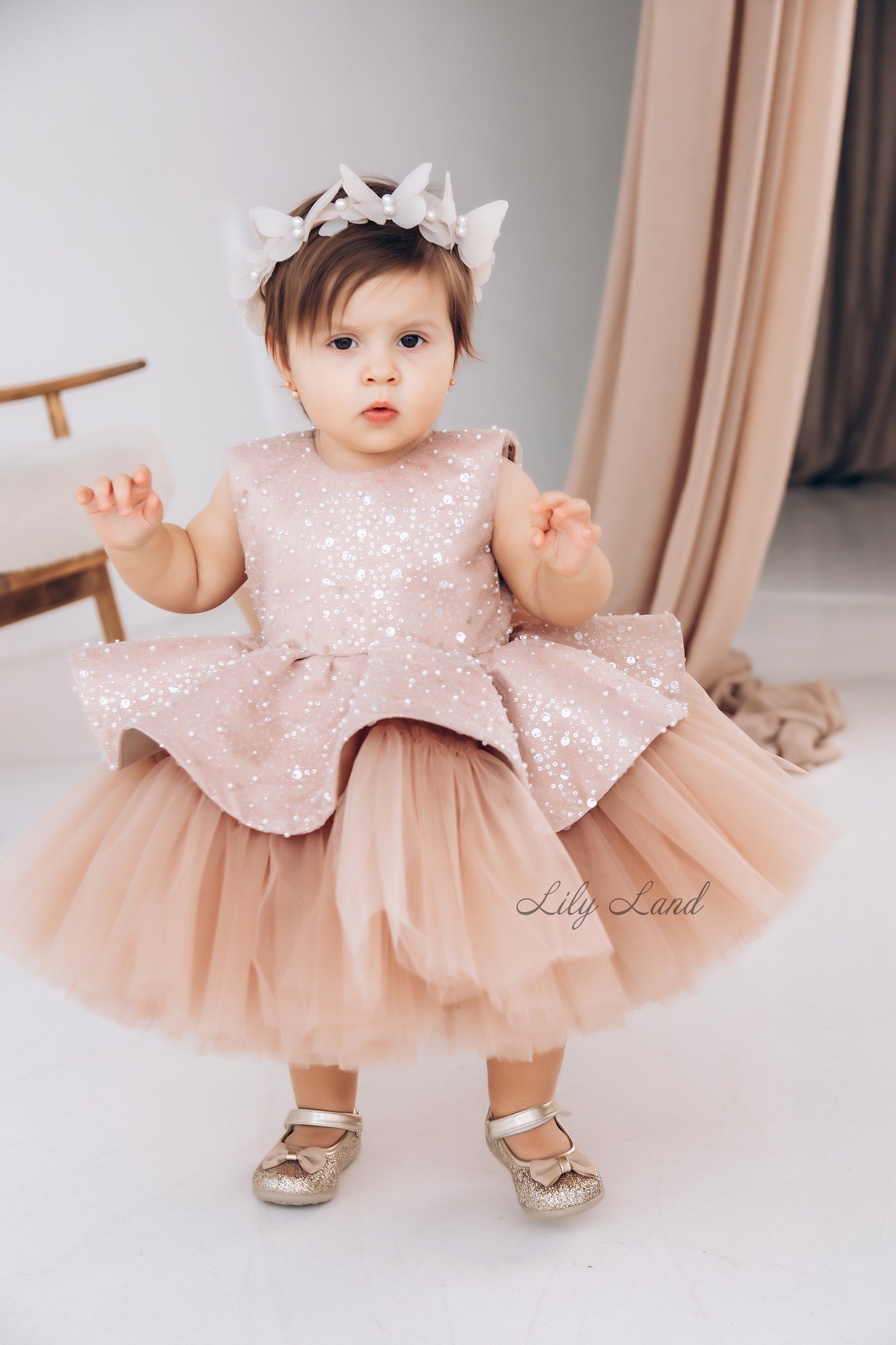 1st Birthday Party Wear Dress For Infant Girl Baby Girl Princess Dress Toddler Bead Bow Puffy 1st Birthday Party Wear Dress For Infant Girl Baby Girl Princess Dress Toddler Bead Bow Puffy