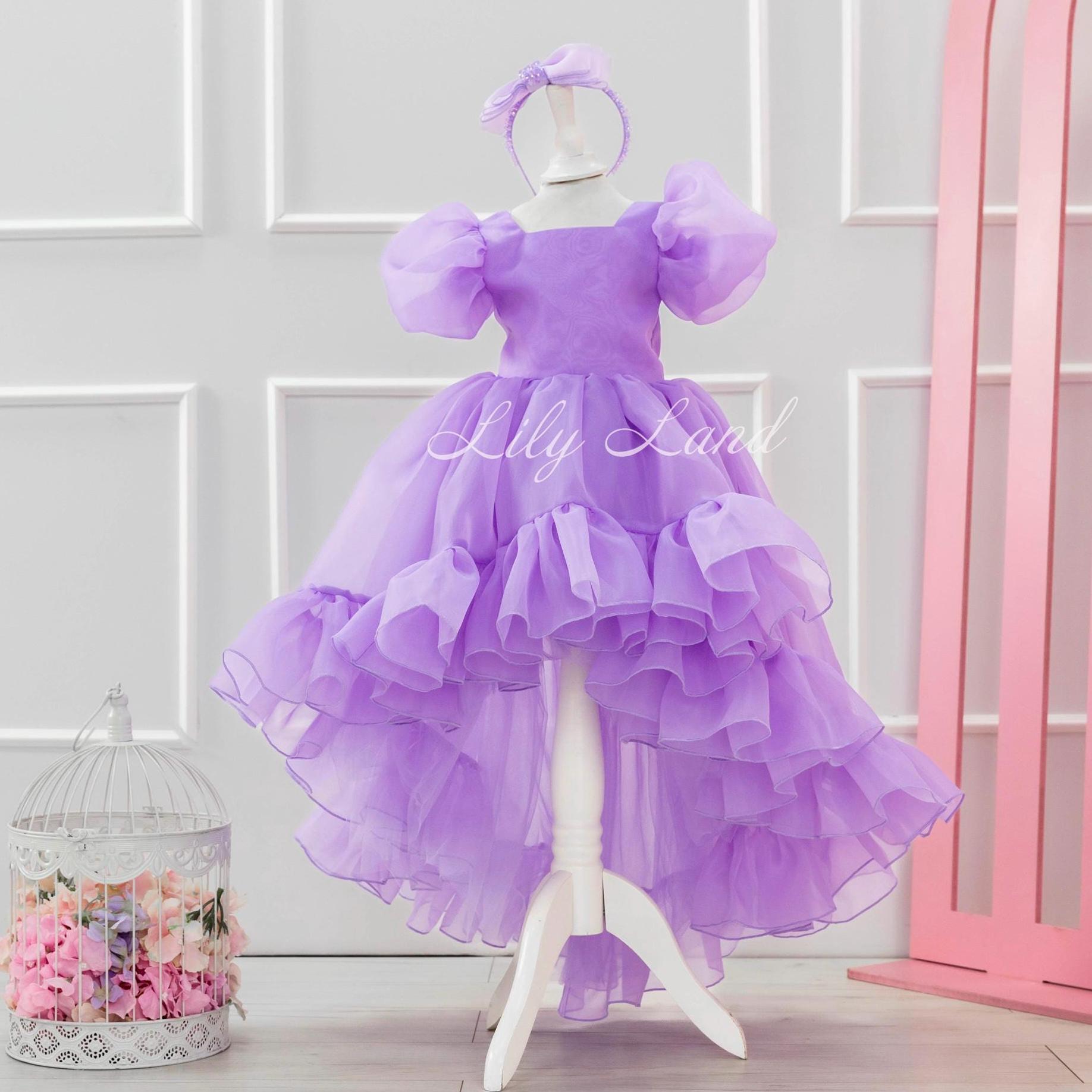 FEESHOW Girls’ Flutter Sleeve Chiffon Dress – Long Flower Girl Dress For Wedding, Party, Prom, Lavender - View #7