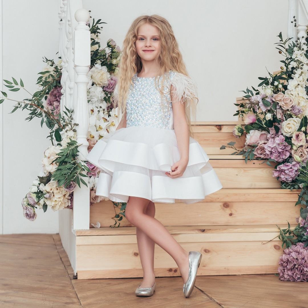 White Birthday Girl Dress Pearls Flower Girl Dress First - Etsy