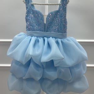 Blue Junior Bridesmaid Flower Girl Dress, Birthday Party Baby Dress, Prom Ball Dance Gown, Wedding Princess Look, Graduation Occasion