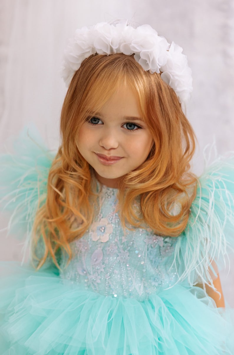 Sage Green Birthday Girl Dress Flower Girl Dress Sequin Etsy