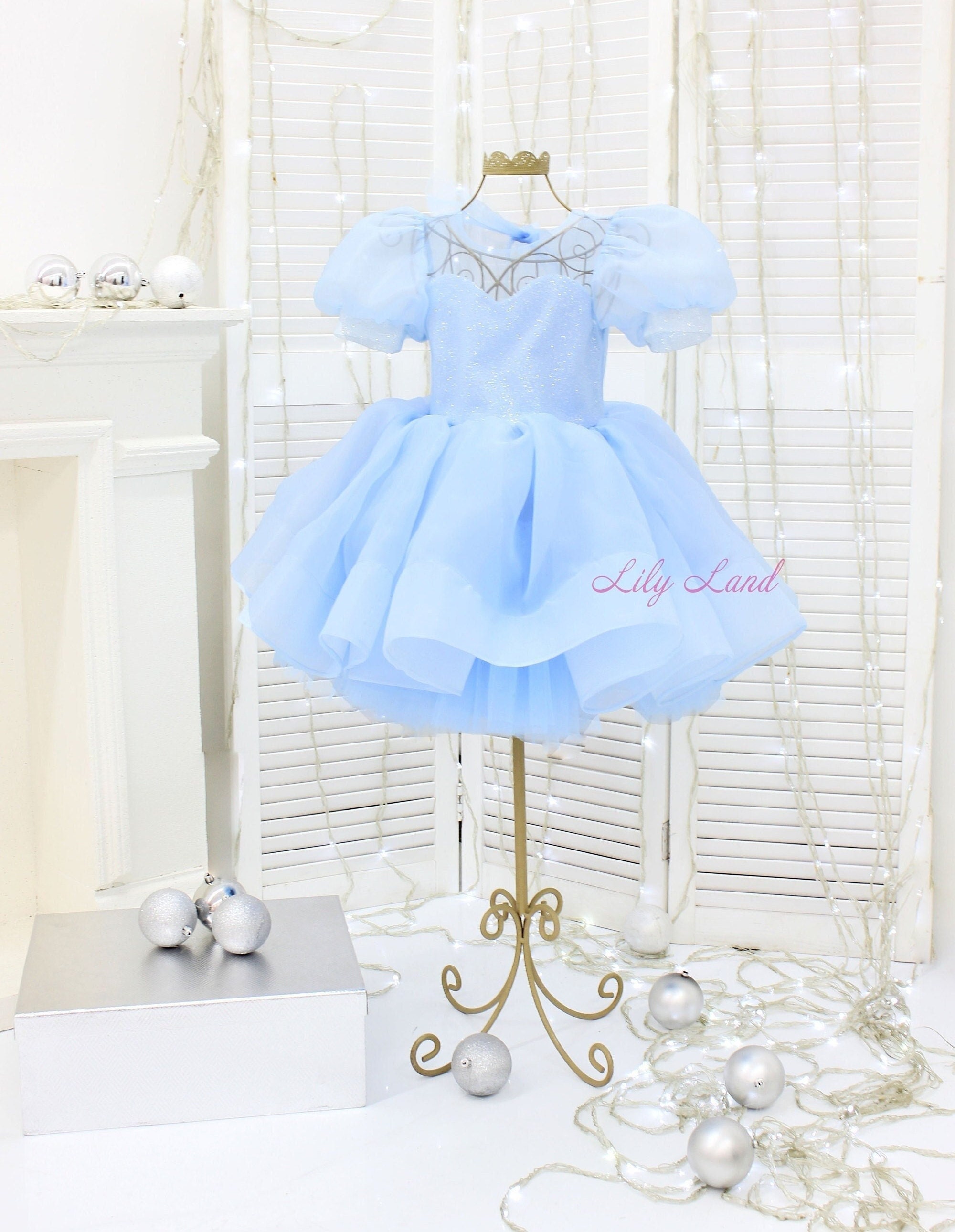 EvaLaCuz Blue Baby Girl Dress, Floral Baby Girl Dresses, Cake Smash Dress, Birthday Dress for Girls, Gift for Girls