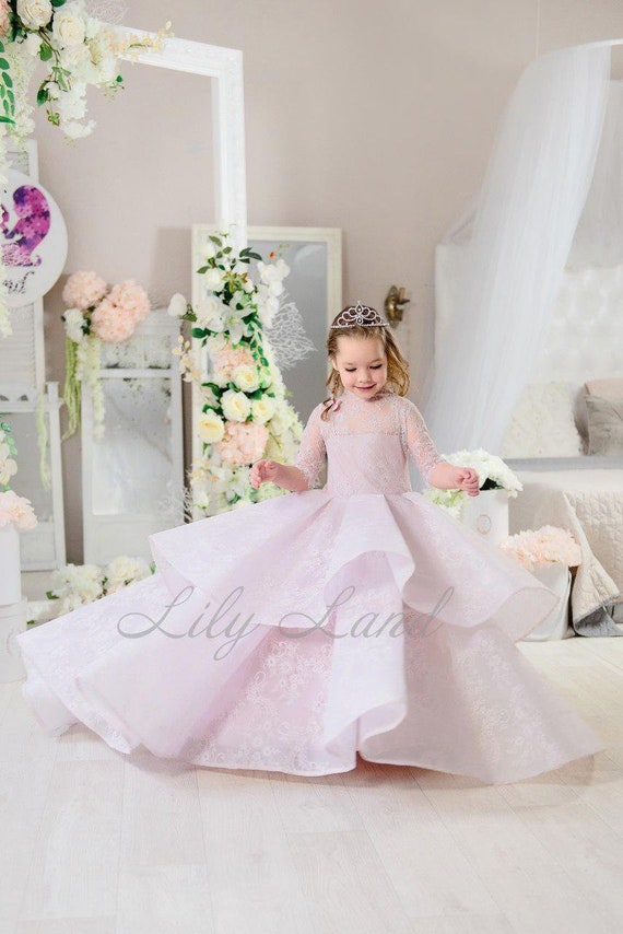 pale pink flower girl dress