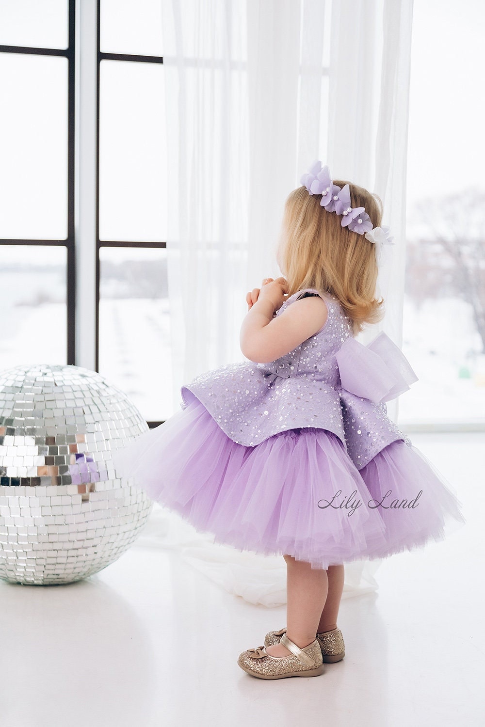 Lavender Floral Cotton Baby Dress Set Back For Girls Big Bust