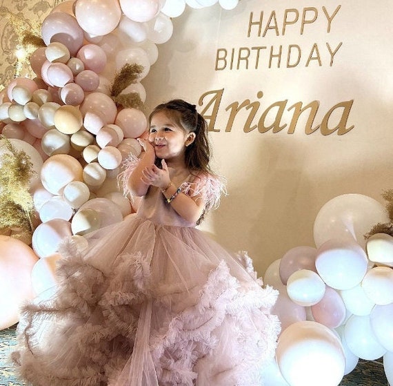 First Birthday Dress Cappuccino Baby Girl Dress 1st Birthday Gown Ostrich  Feathers Pageant Baby Dress Stunning Baby Gown for Birthday Party -   Singapore
