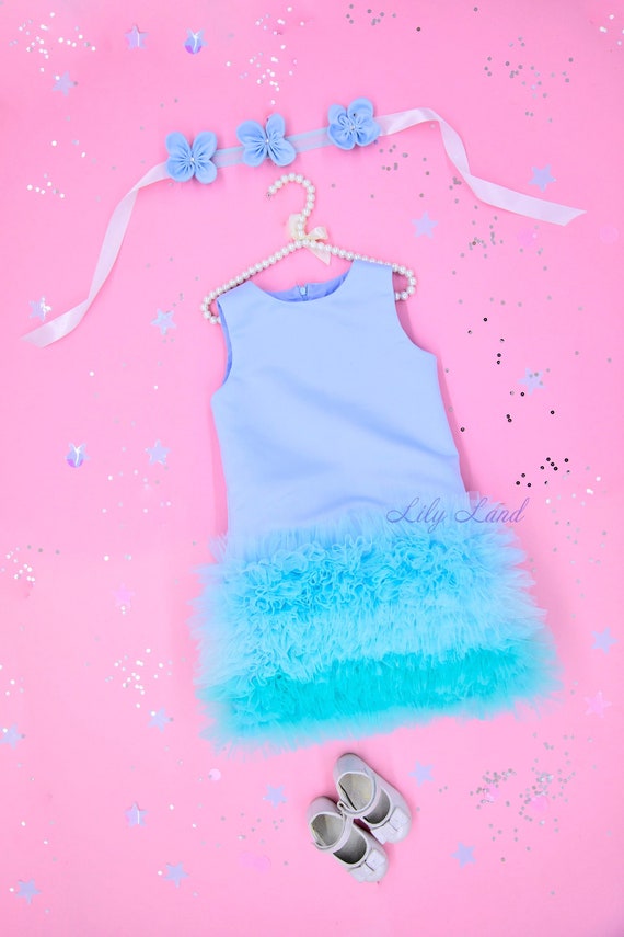 Blue Tutu Birthday Dress for Little Girl First Birthday Etsy