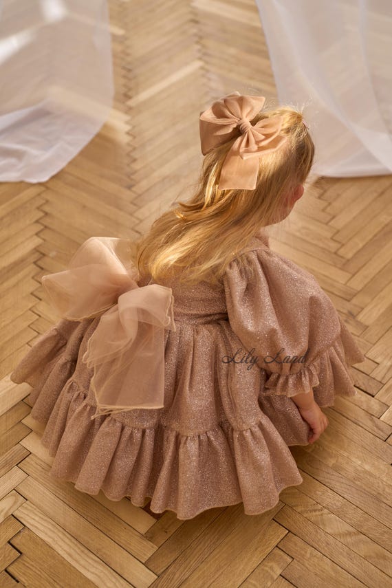 gold tutu prom dress Birthday Party Dress, Glitter Flower Girl Dress, Ball Gown Dress, Smash Cake Photoshoot, Sparkling Toddler Special Occasion Shop by Shape