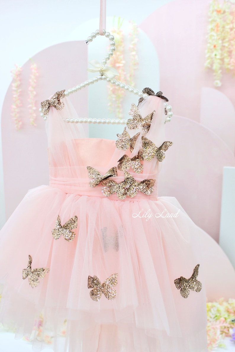 Gold Butterfly Baby Birthday Dress Birthday Baby Girl Dress Etsy