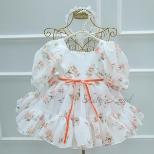Tutu Puffy Flower Girl Dress, Floral Prom Ball Gown Dresses, Smash Cake Photoshoot, Special Occasion First Birthday Baby Party Dance Apparel