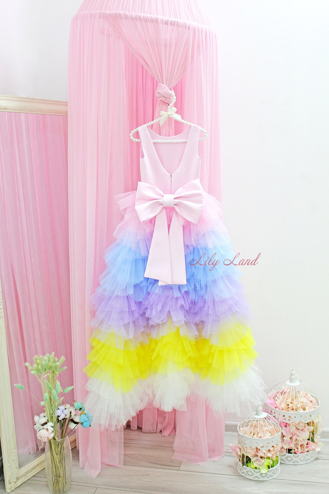 Baby Girl Princess Dress in Unicorn Blue Sparkle
