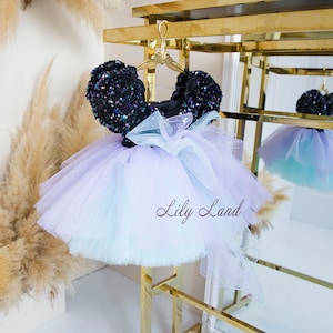 Sparklin Mint & Lilac Birthday Party Dress, Flower Girl Dress, Christmas baby Pageant First Birthday Gift Special Occasion Sequin Girl Dress